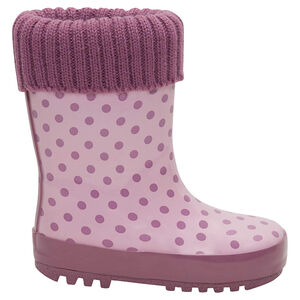 Botas de agua de caucho con cuello de punto rosa e interior de la 24 a la 29 