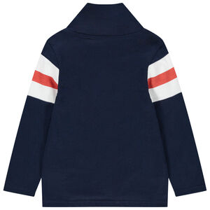 Camiseta de manga larga con cuello cruzado y bandas contrastadas  