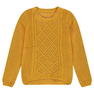Júnior - Jersey de punto mostaza con juego de punto   Main Júnior - Jersey de punto mostaza con juego de punto