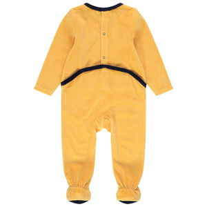 Juego de 2 pijamas de terciopelo con animales estampados y orejas de relieve 