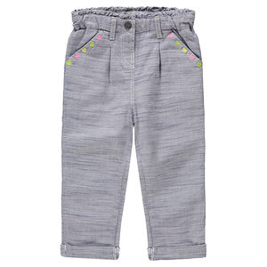 Pantalón corto de algodón de fantasía con bordados de colores 