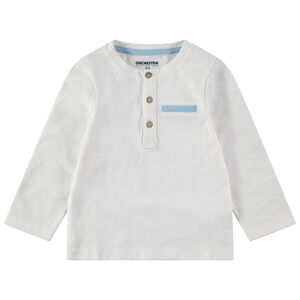 Camiseta de manga larga de punto con cuello con botones 