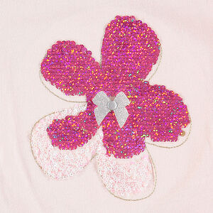 Camiseta de manga corta de punto con flor de lentejuelas mágicas  Main Camiseta de manga corta de punto con flor de lentejuelas mágicas