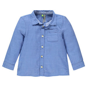 Camisa manga larga de algodón con bolsillo 