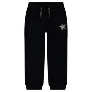 Júnior - Pantalón de chándal de terciopelo liso con estrella de lentejuelas 