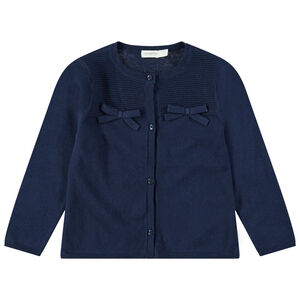 Chaqueta de punto azul marino con lazos planos del mismo color 