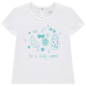 Camiseta de manga corta de punto con frutas estampadas 