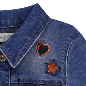 Chaqueta vaquera con efecto gastado con bordados y pajaritos de lentejuelas  Main Chaqueta vaquera con efecto gastado con bordados y pajaritos de lentejuelas
