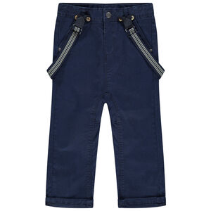 Pantalón de tela teñida con tirantes elásticos desmontables 