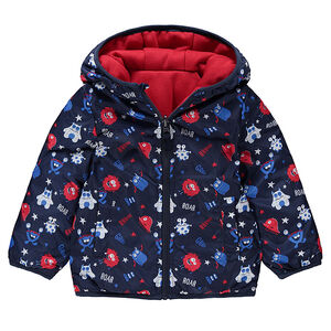 Cortavientos estampado y liso de micropolar con monstruos estampados 