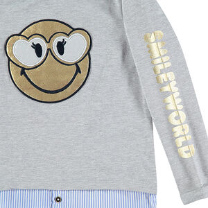 Sudadera de felpa con efecto 2 en 1 y estampado ©Smiley brillante  Main Sudadera de felpa con efecto 2 en 1 y estampado ©Smiley brillante