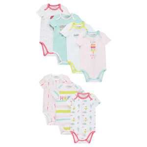 Pack de 7 bodies de manga corta de punto con helados estampados 