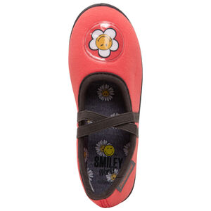 Patucos con forma de merceditas bajas con parche de Smiley de flor 