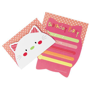 Juego de 10 tarjetas de invitación de cumpleaños con dibujo de gato 