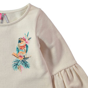 Sudadera de felpa con mangas tipo globo y bordados florales  Main Sudadera de felpa con mangas tipo globo y bordados florales