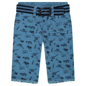 Bermudas de sarga estampada all over con cinturón 