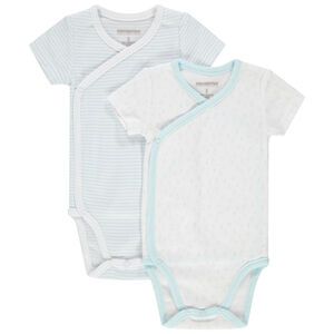 Juego de 2 bodies de manga corta de algodón ecológico de rayas/estampado all over 