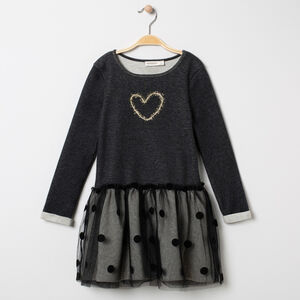 Robe de fêtes effet 2 en 1 bi-matière pour enfant fille 