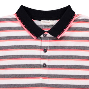 Junior - Polo manches courtes à rayures et col contrastés 