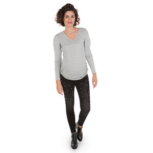 Camiseta de manga larga a rayas en jacquard 