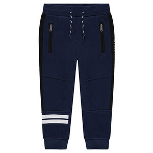 Pantalón de chándal con bandas estampadas y bolsillos con cremallera 