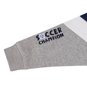 Sudadera con capucha de muletón tricolor con textos estampados  