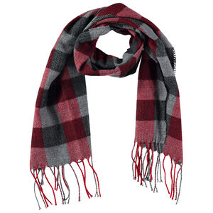 Bufanda de cuadros con punto de chevron y flecos 