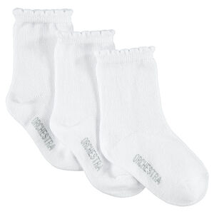 Juego de 3 pares de calcetines lisos con canalé de festón 