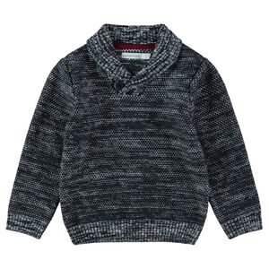 Jersey de punto jaspeado con cuello tipo chal con botones 