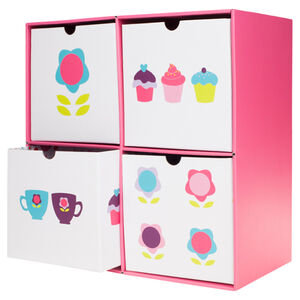 Cubo de almacenamiento de cartón con 4 cajones 