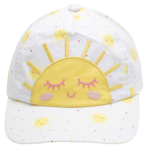 Visera de algodón con estampado all over y sol bordado 