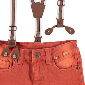 Pantalón teñido con tirantes desmontables 