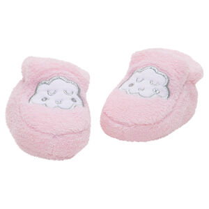 Zapatillas de borreguito con nube bordada con hilo plateado 
