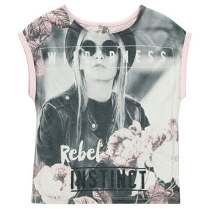 Camiseta manga corta estampado fantasía 