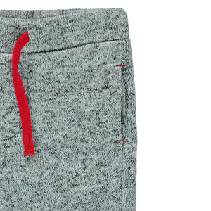 Pantalón de tejido polar jaspeado con cordones en contraste 