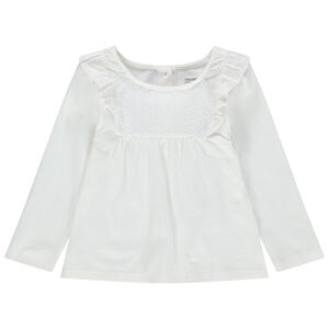 T-shirt manches longues à broderie anglaise et volants  Main T-shirt manches longues à broderie anglaise et volants