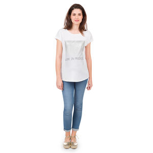 Camiseta de manga corta para embarazada con mensaje de fantasía 