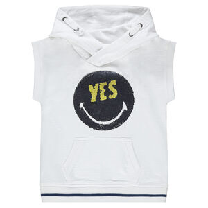 Camiseta de manga corta de felpa con ©Smiley de lentejuelas mágicas 