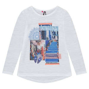 Camiseta de punto slub de manga larga con paisaje estampado  Main Camiseta de punto slub de manga larga con paisaje estampado