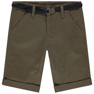 Bermudas de algodón lisas con cinturón ajustable 