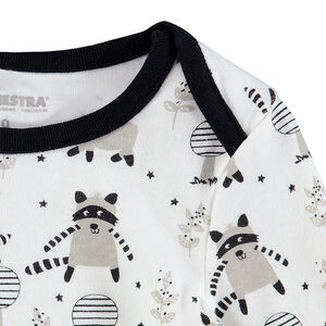 Body de manga larga de interlock con mapaches estampados 