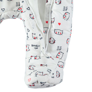 Buzo con forro de borreguito y gatos estampados all-over 