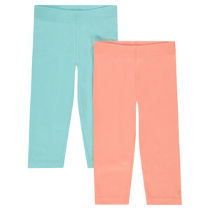 Júnior - Juego de 2 leggings lisos con logo estampado 