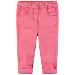 Pantalón slim de algodón teñido con efecto crinkle con corazones bordados en la cintura  Main Pantalón slim de algodón teñido con efecto crinkle con corazones bordados en la cintura