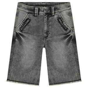 Júnior - Bermudas denim like de efecto desgastado con bolsillos con cremallera  