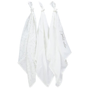 Lot de 3 langes en coton bio à motifs fantaisie  Main Lot de 3 langes en coton bio à motifs fantaisie