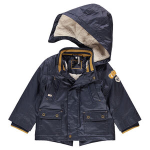 Parka impermeable con forro de borreguillo y bolsillos 