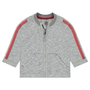 Chaqueta de felpa neps con bandas estampadas y abertura con cremallera 