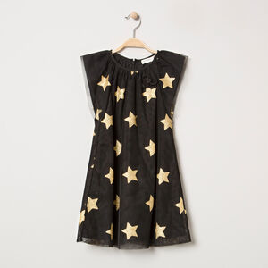 Vestido de fiesta de tul de manga corta con estrellas doradas   Main Vestido de fiesta de tul de manga corta con estrellas doradas
