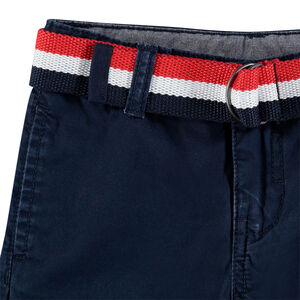 Bermudas de algodón teñido con cinturón tricolor 